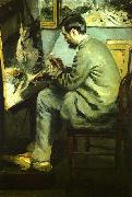 Pierre Renoir Bazille at his Easel painting